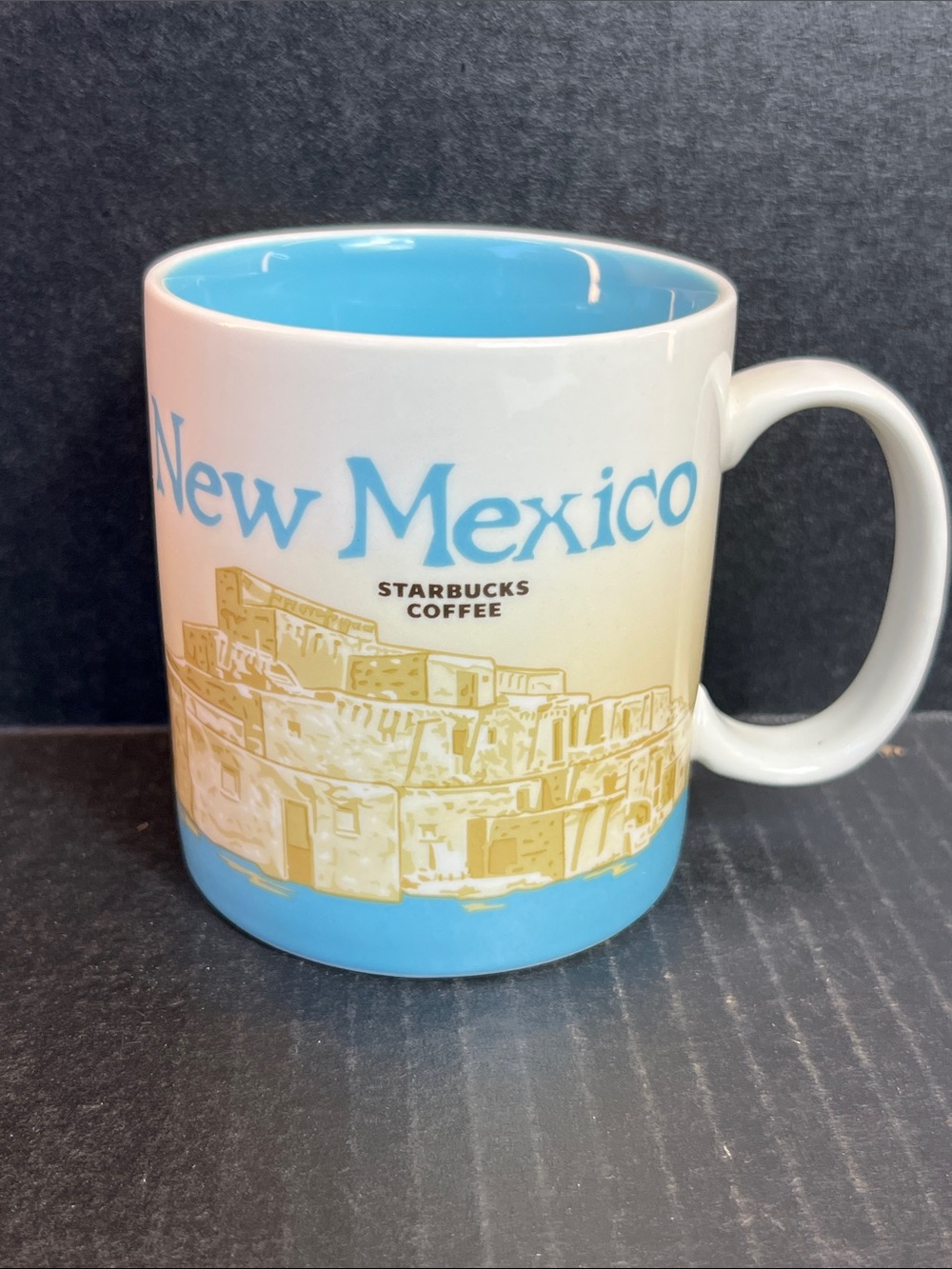 Starbucks New Mexico Blue and White Ceramic Mug with Pueblo Artwork